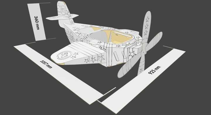Duży Samolot Tekturowy dla dzieci do zabawy kolorowania 3D Przebranie