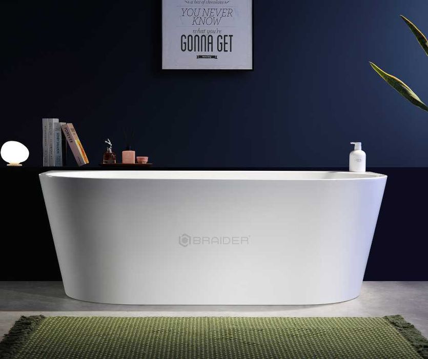 BRAIDER Akrylowa Wanna Wolnostojąca RESTIA 170 cm Biała Przyścienna