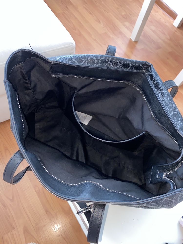 Torba shopper monogram - czarna - Calvin Klein