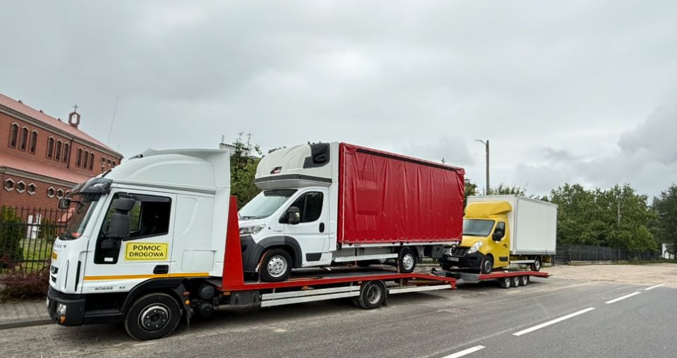 Pomoc drogowa bus laweta holowanie transport maszyn 10 t płyta widelec