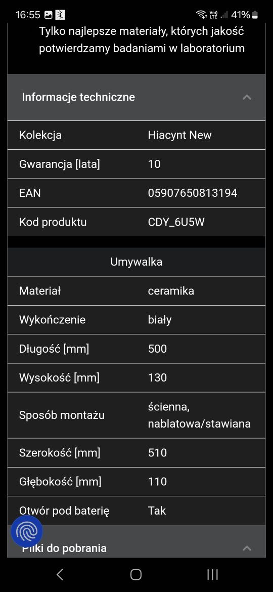 Umywalka hiacynt new deante nowa 2 sztuki