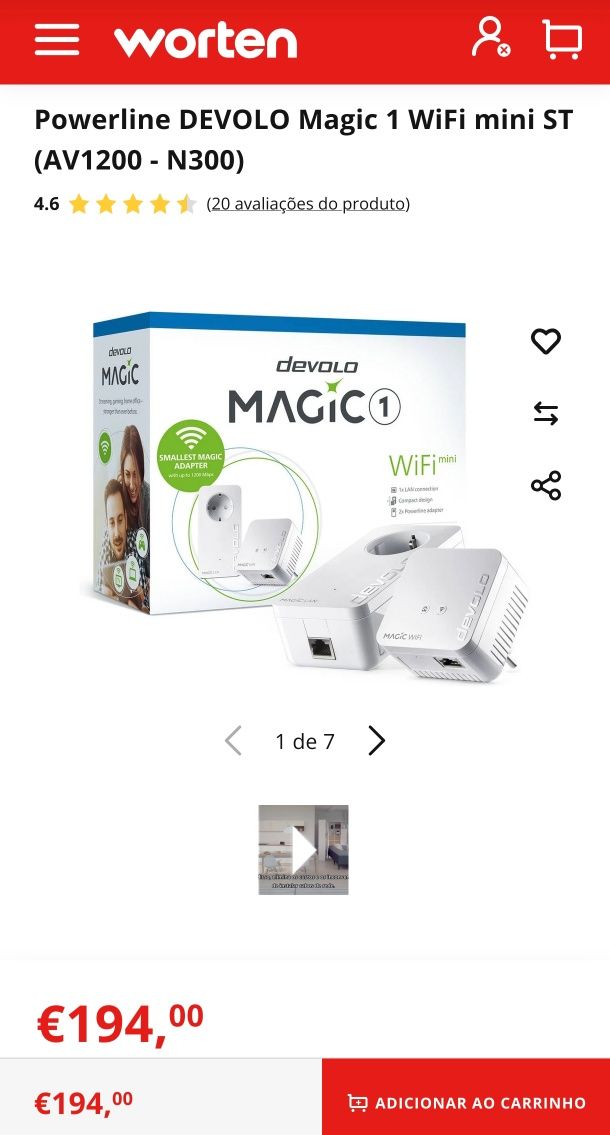 Kit Powerline PLC Devolo Magic 1 WiFi Mini em bom estado