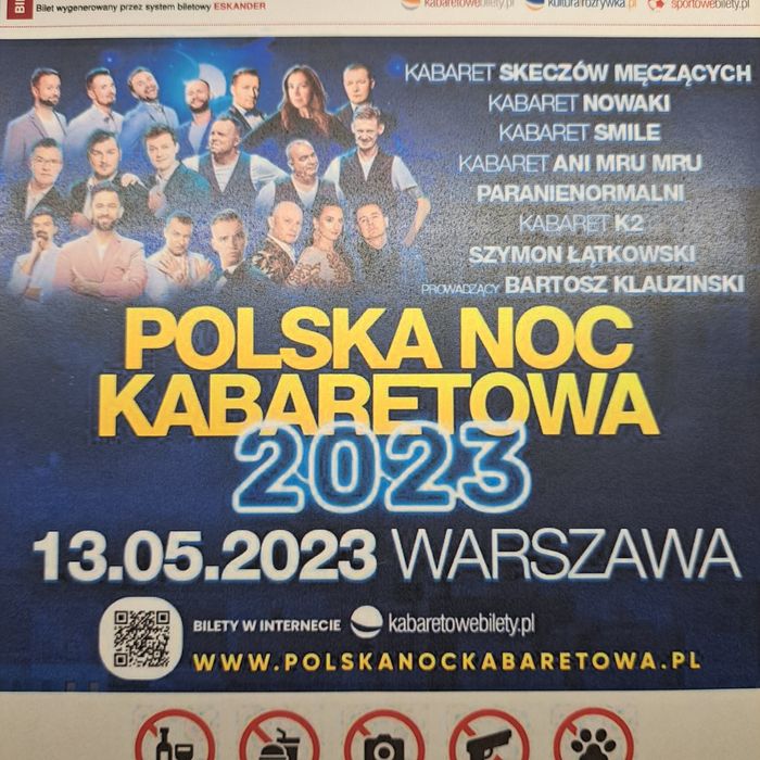 Polska Noc Kabaretowa dwa bilety.