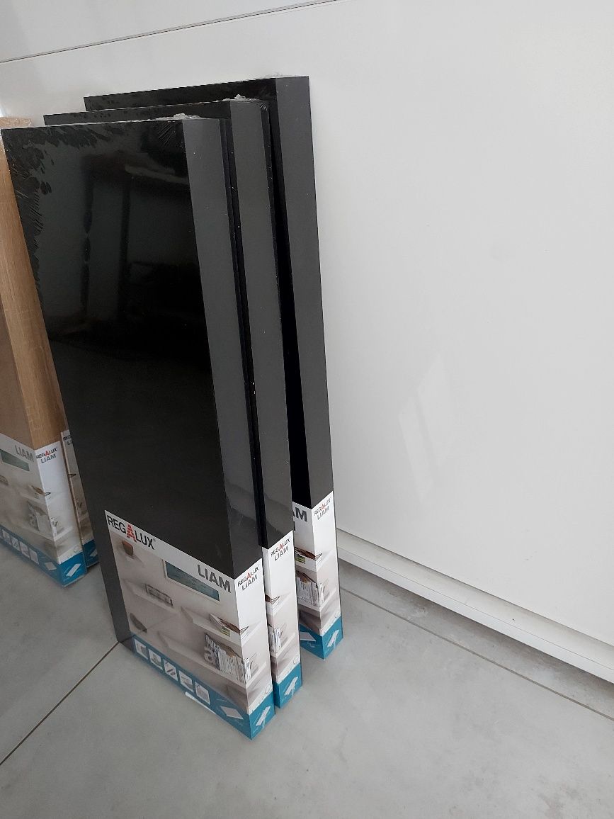 3 sztuki czarne półki 23,5 x 59,5 nowe wiszące Regalux