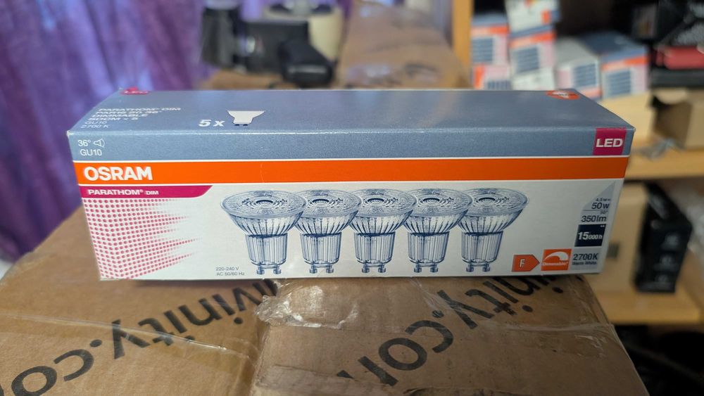 Osram 5 Pak Led Gu10 Halogen 43W = 50W 350Lm 2700K 36°