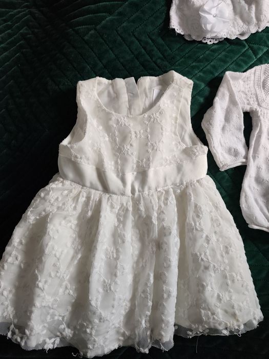 Chrzest uroczystość sukeinka sweterek czapka 62