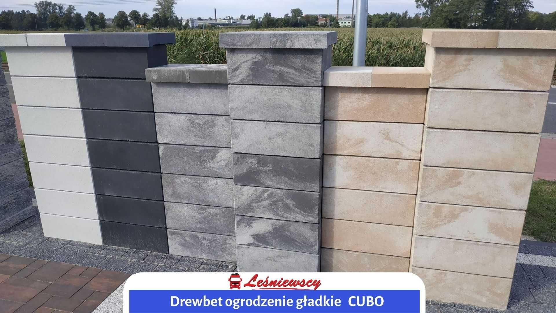 DREWBET Nowoczesny pustak ogrodzeniowy GŁADKI CUBO szaro-biały OD RĘKI