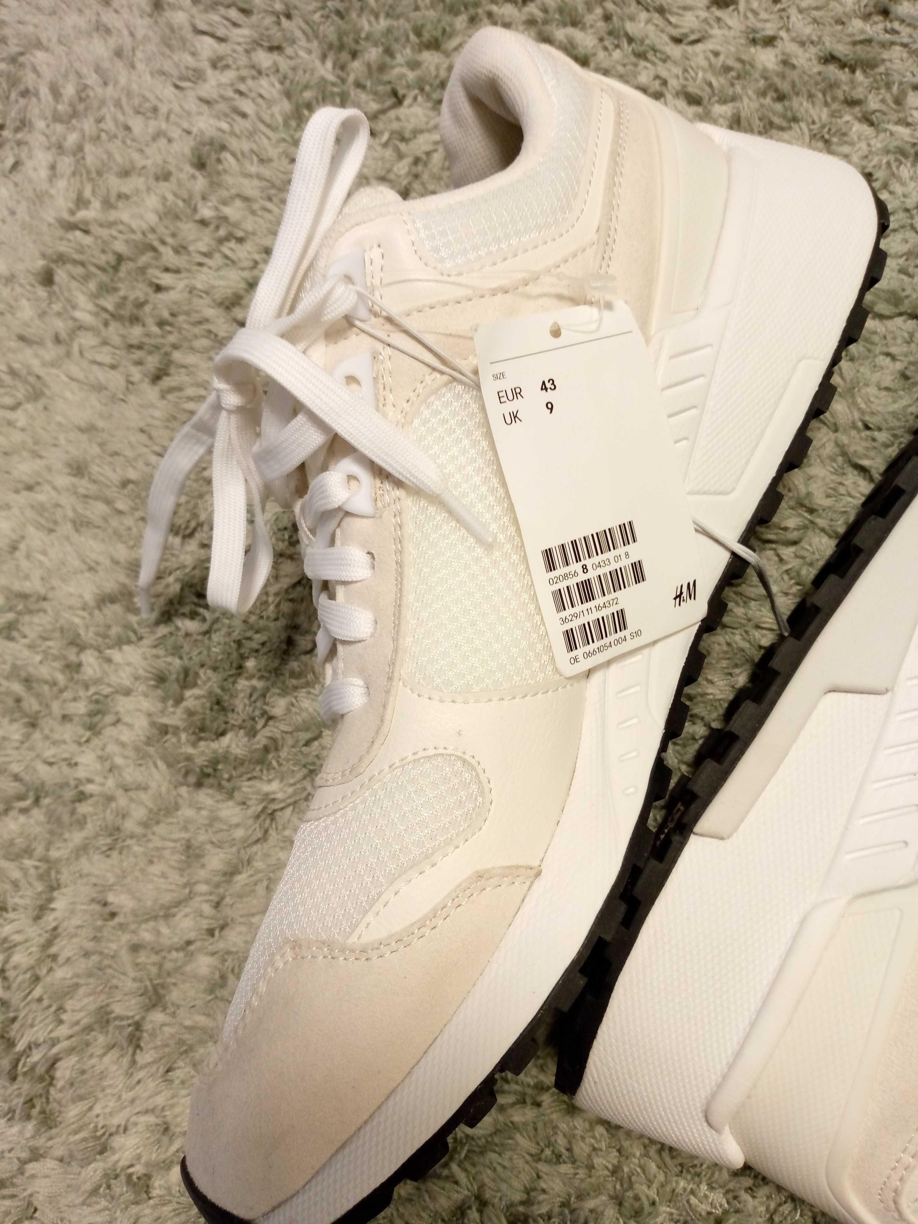 Кроссовки белые h&m mesh white men sneakers мужские