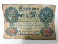 Antiga Reichsbanknote 20 zwanzig Mark de 1910