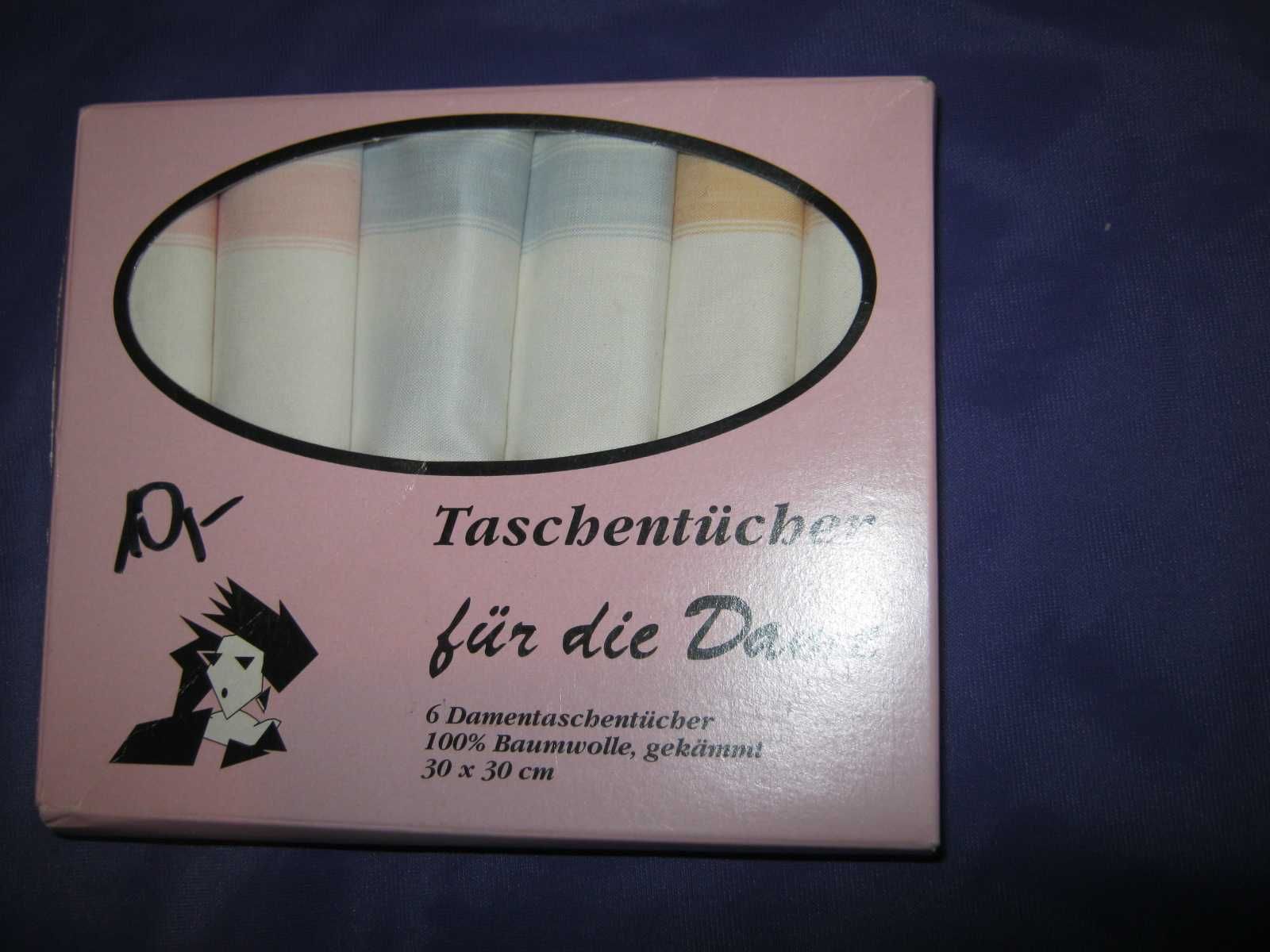 Chusteczki do nosa damskie 6 sztuk 100 % bawełna