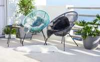 Krzesło wypoczynkowe acapulco z technorattanu czarne szare do ogrodu