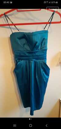 Sukienka niebieski  atłas  roz 36