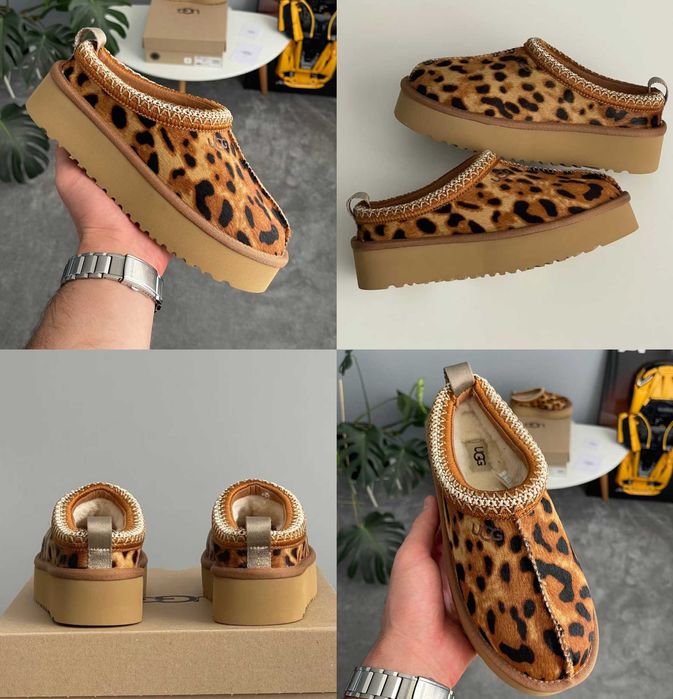 Женские тапочки UGG Tasman Platform Leopard 36-41 Натур Овчина! Топ