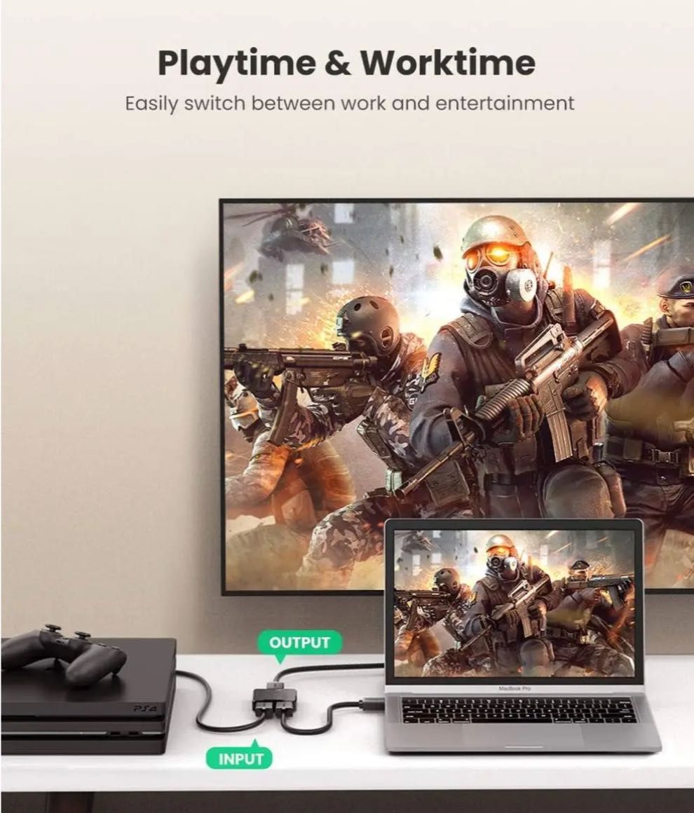 Сплітер Ugreen HDMI 2.0 двоспрямований перемикач switch