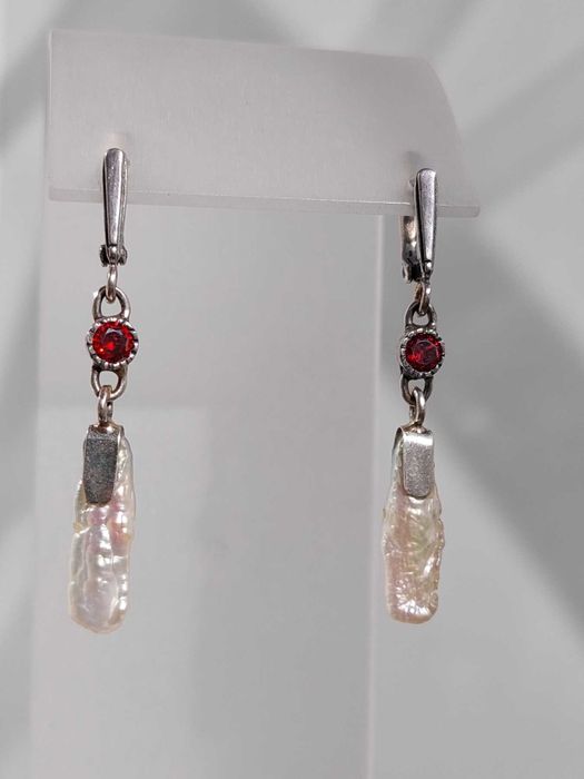 серебряные  серьги с жемчугом Бива