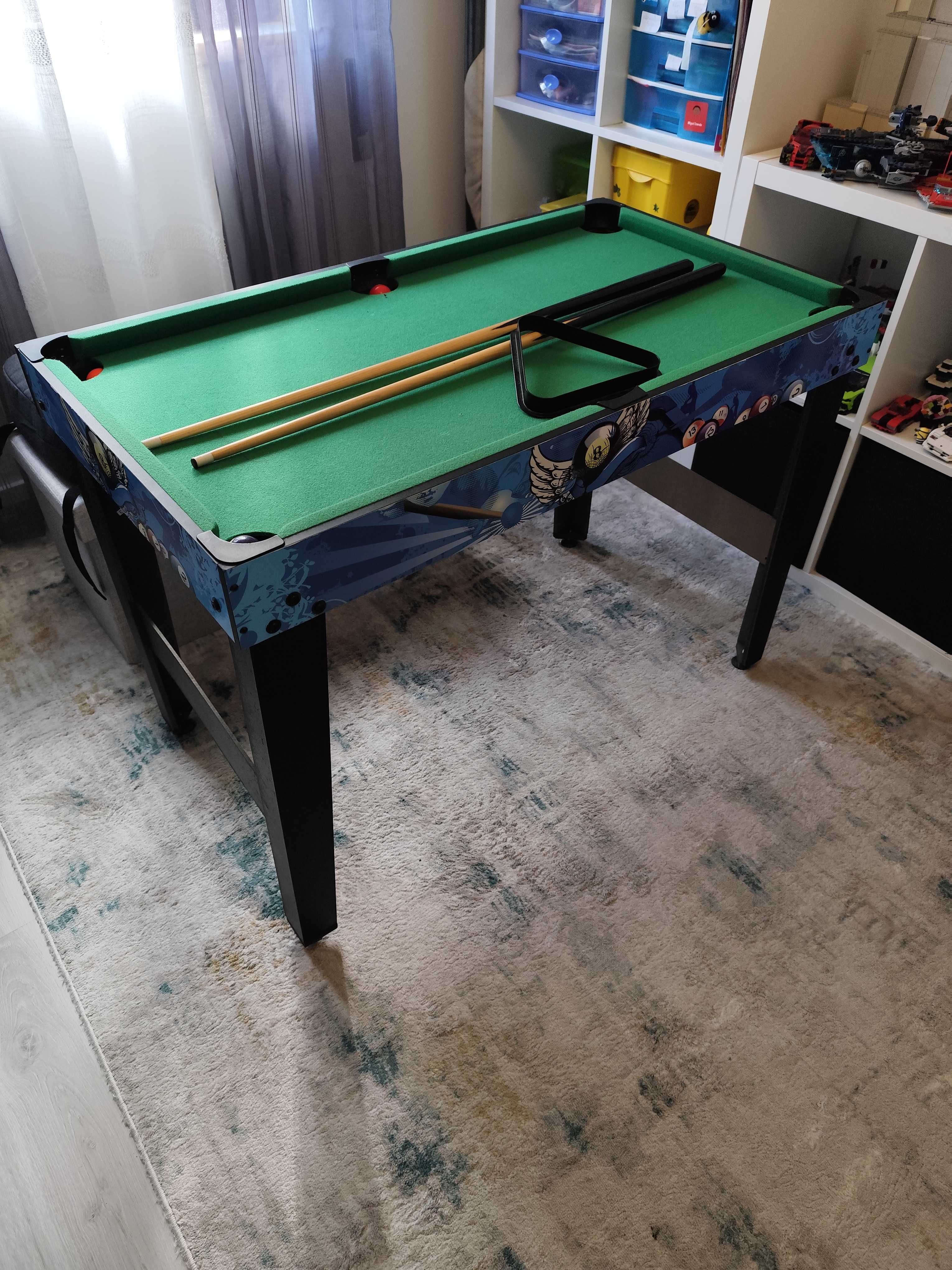 Mesa 4 em 1: Matraquilhos, Bilhar e Air Hockey e jogos tabuleiro