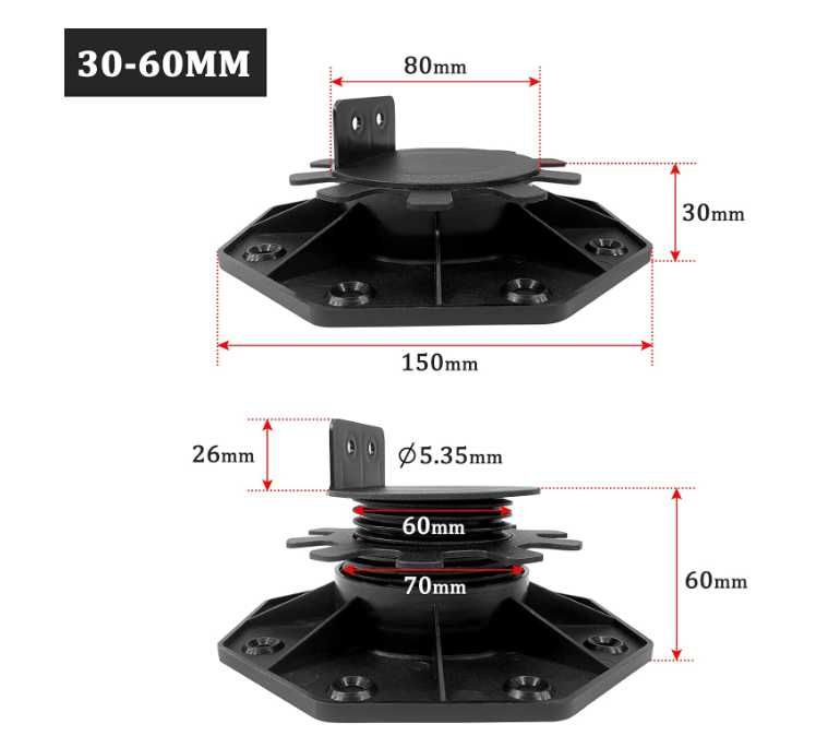 Stopki regulujące wysokość 20 sztuk 30-60 mm