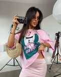 T-shirt LaManuel Out Uni różowy beżowy biały