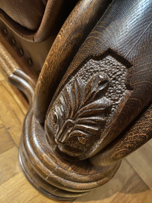 Kler Komplet wypoczynkowy skóra naturalna drewno dębowe zestaw mebli