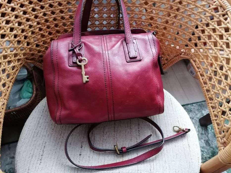 Torebka damska firmy Fossil - skóra naturalna - bordowa