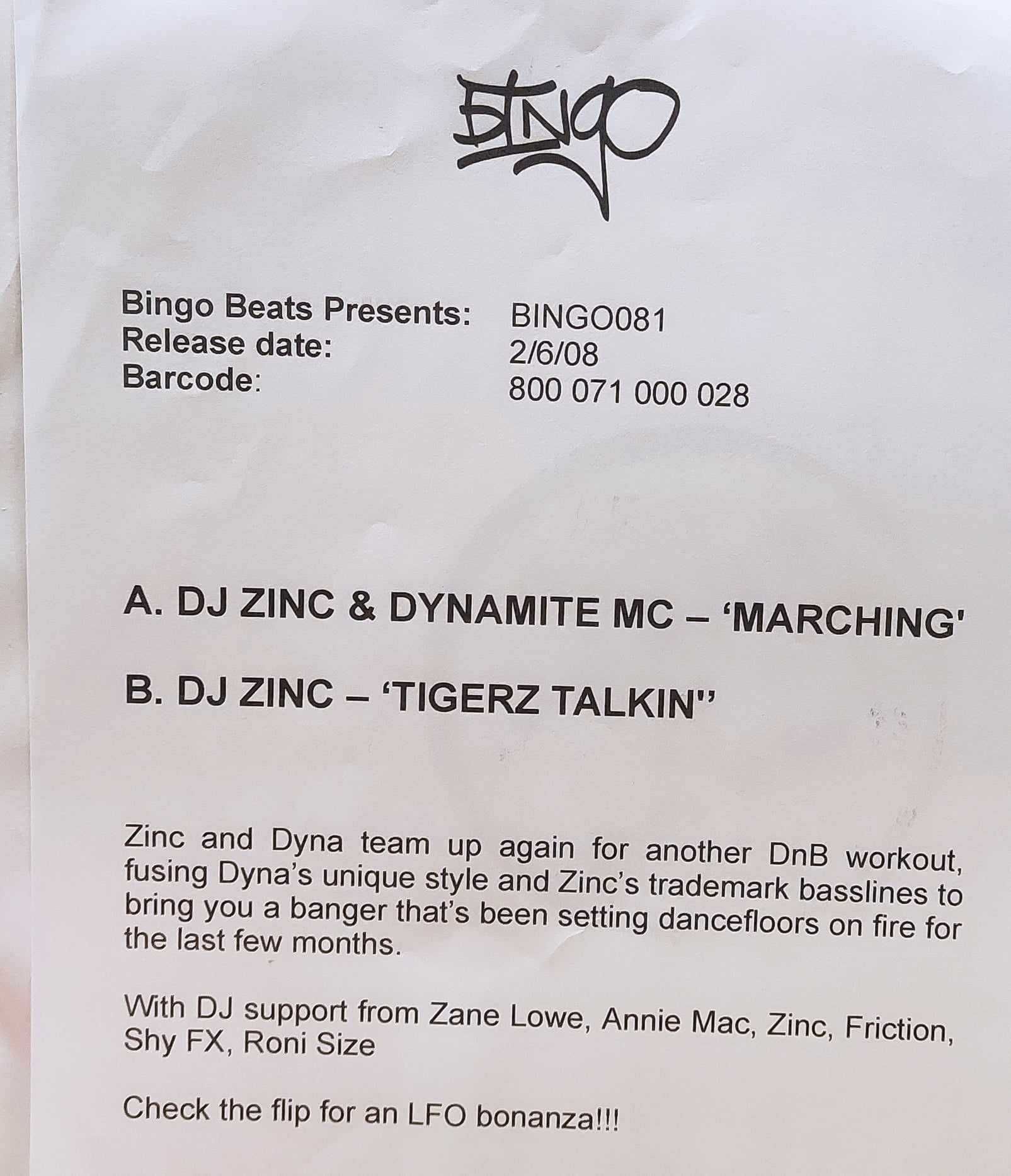 DJ Zinc – Marching / Tigerz Talkin