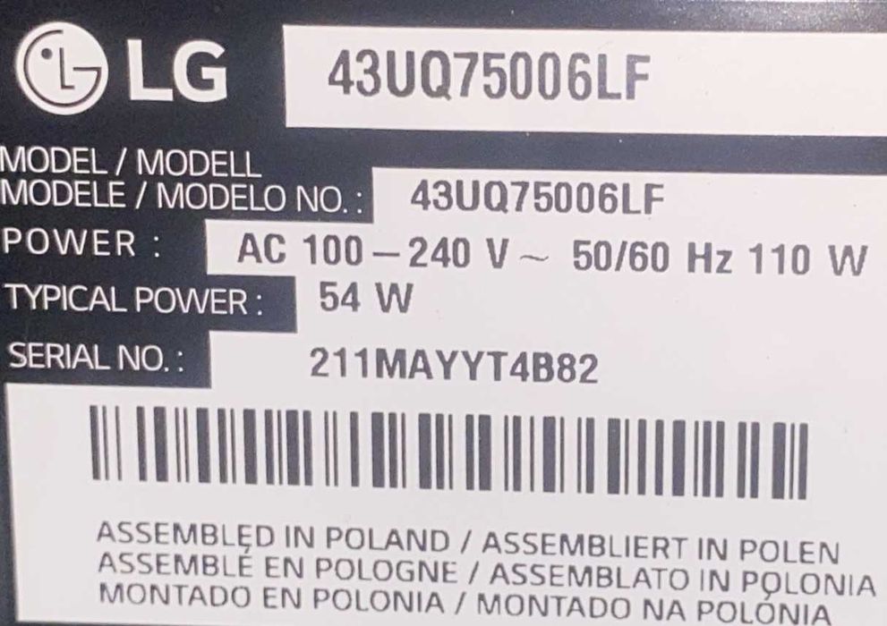 Peças LG 43UQ75006LF LGP43T-19U1 EAX68304.102  EAX69830.902 Testadas