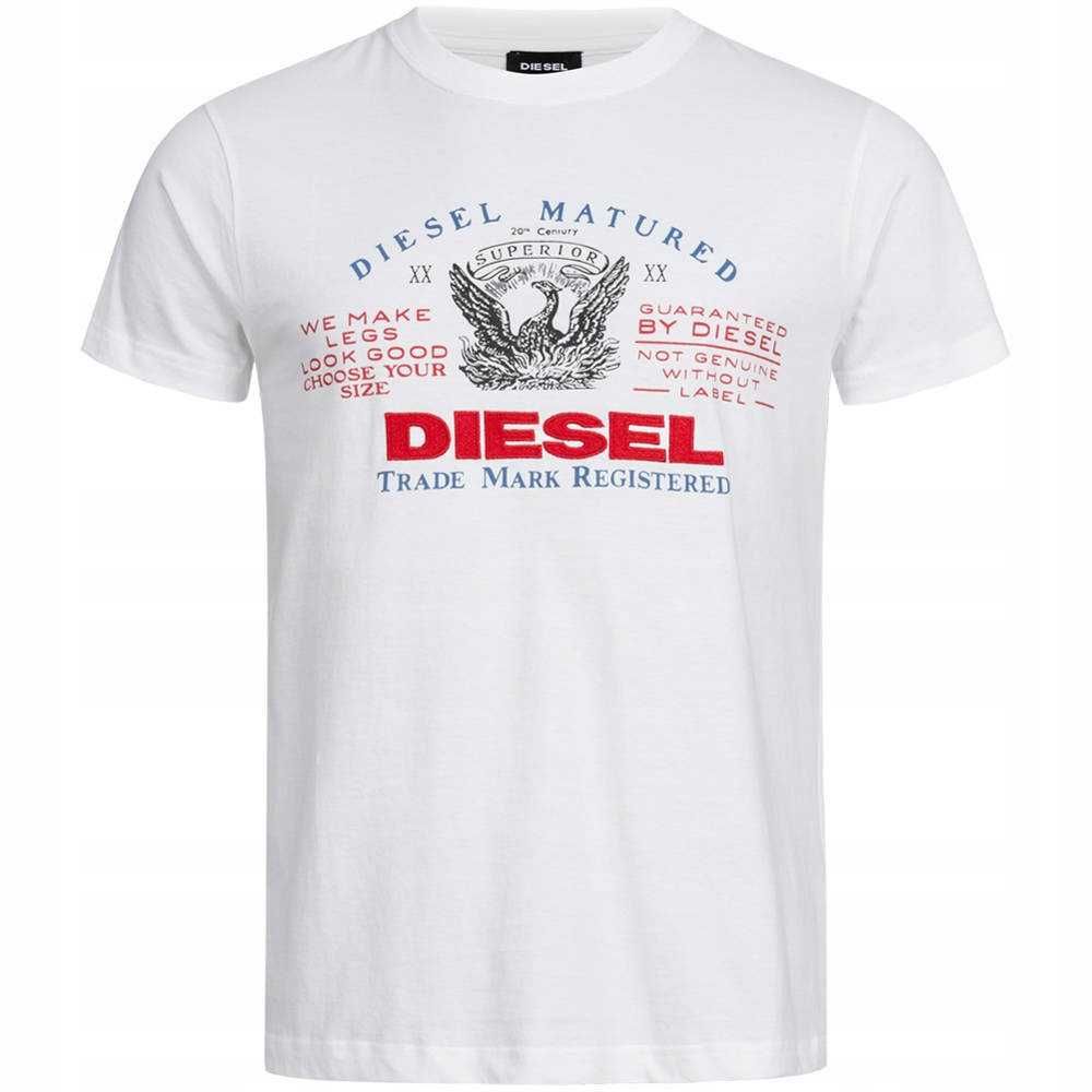 Diesel męski t-shirt koszulka kolor biały logo r. S