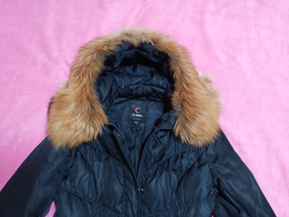 Зимова куртка з натуральною лисицею пуховик Clasna