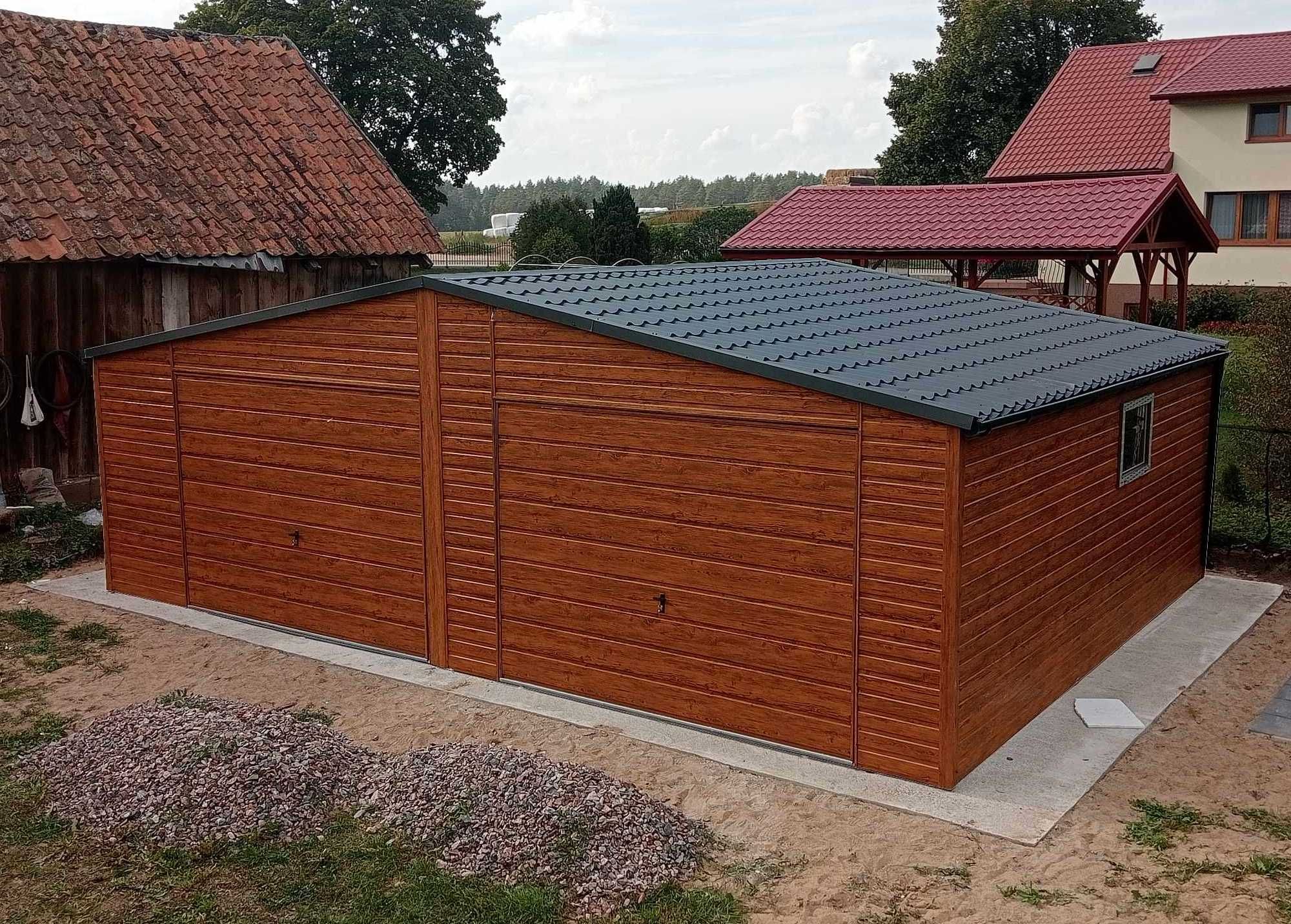 Garaż blaszany 7x5 dwustanowiskowy z blachodachówką  Montaż gratis