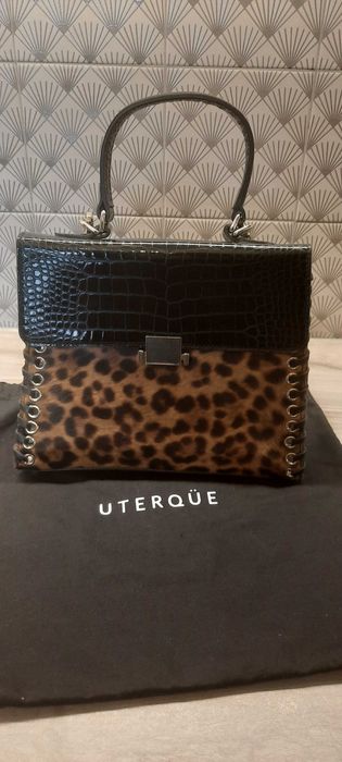 Uterque/Massimo Dutti torebka do ręki, na ramię panterka nowa