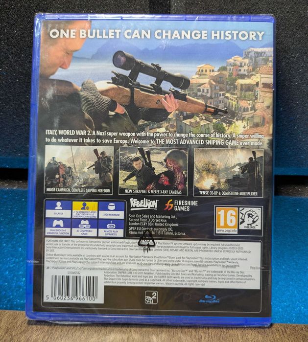Sniper Elite 4: Italia PS4 / PS5 świetna strzelanka, snajper po polsku