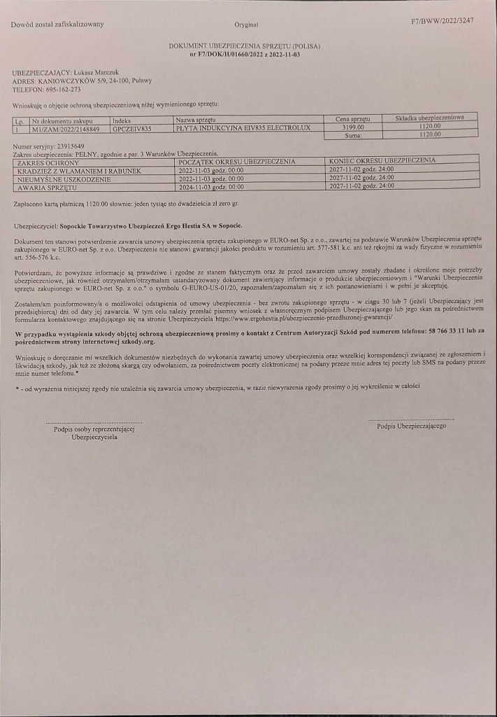 Indukcja elektrolux EIV835 3,5 roku gwar i ubezp w cenie