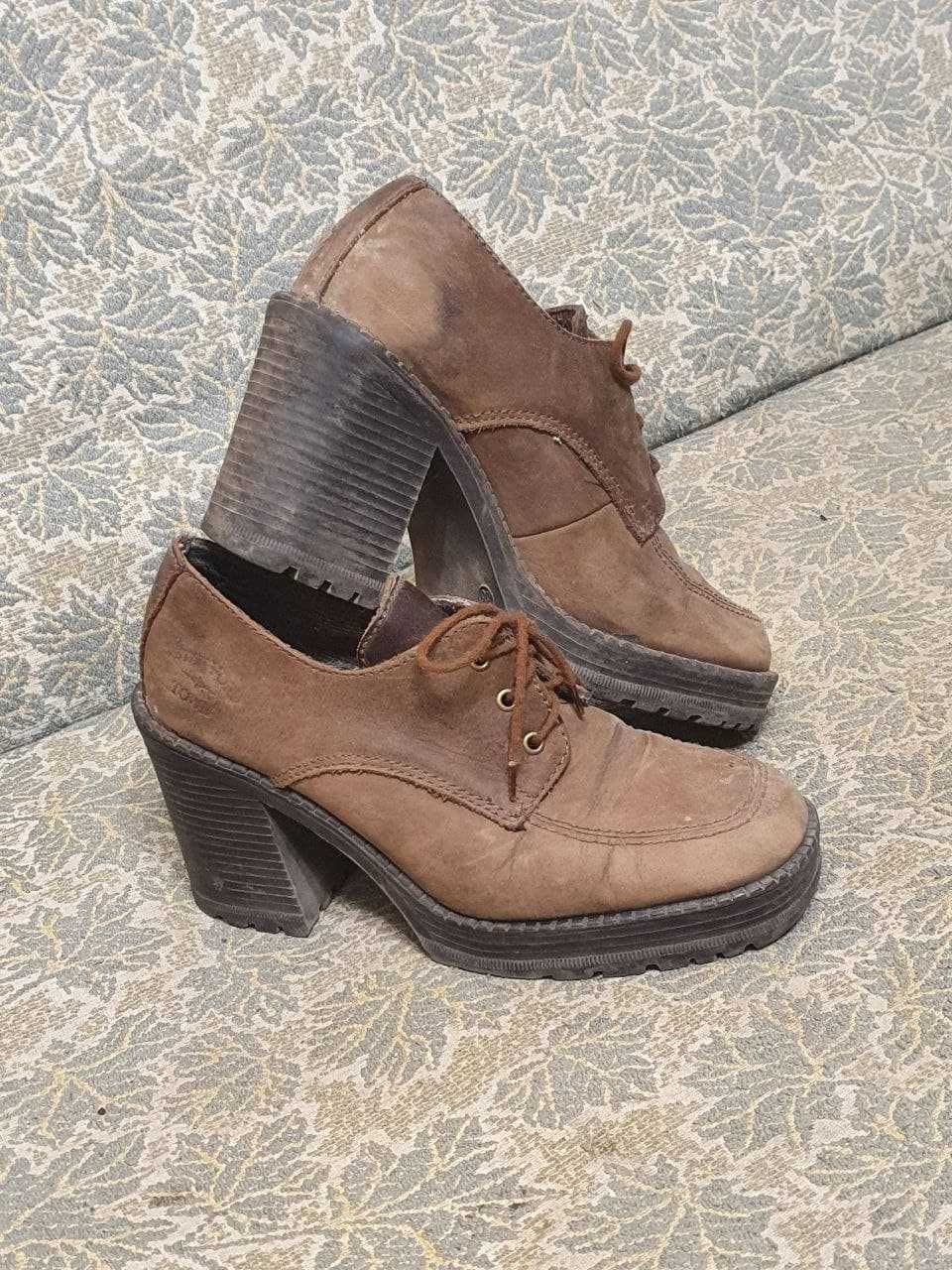 Замшевые туфли Echtes Leder на устойчивом каблуке, оригинал!