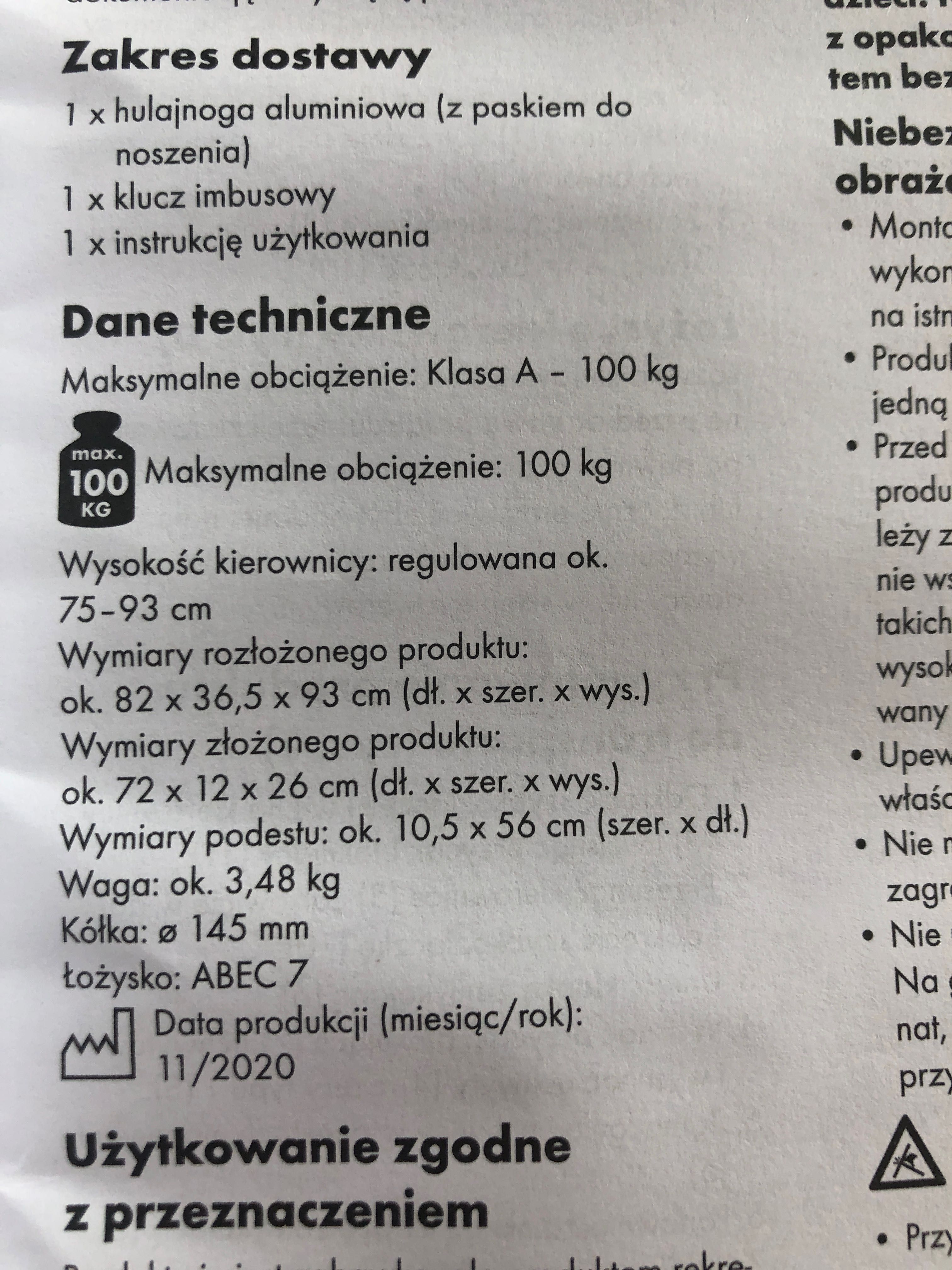 Hulajnoga klasyczna dla dorosłych i starszych dzieci