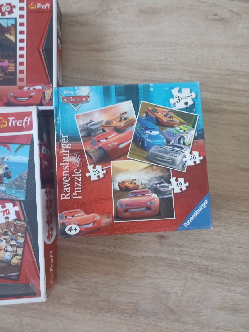 Zestaw puzzle Cars Autka  x 3 super stan,kompletne