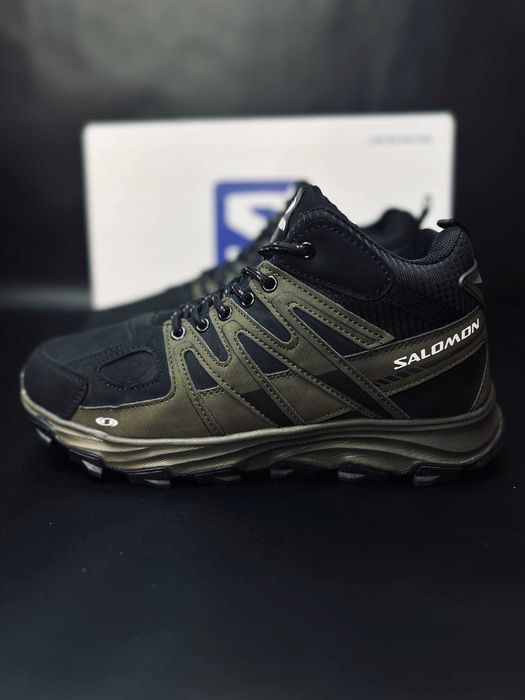 Мужские зимние ботинки  хаки на меху термо  salomon Quest 4 GTX