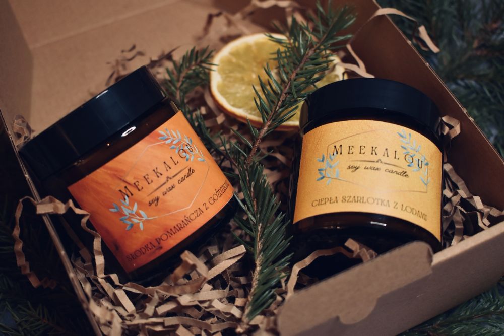 Świece Sojowe Świeczki Naturalne Drewniany Knot 2sztuki zestaw