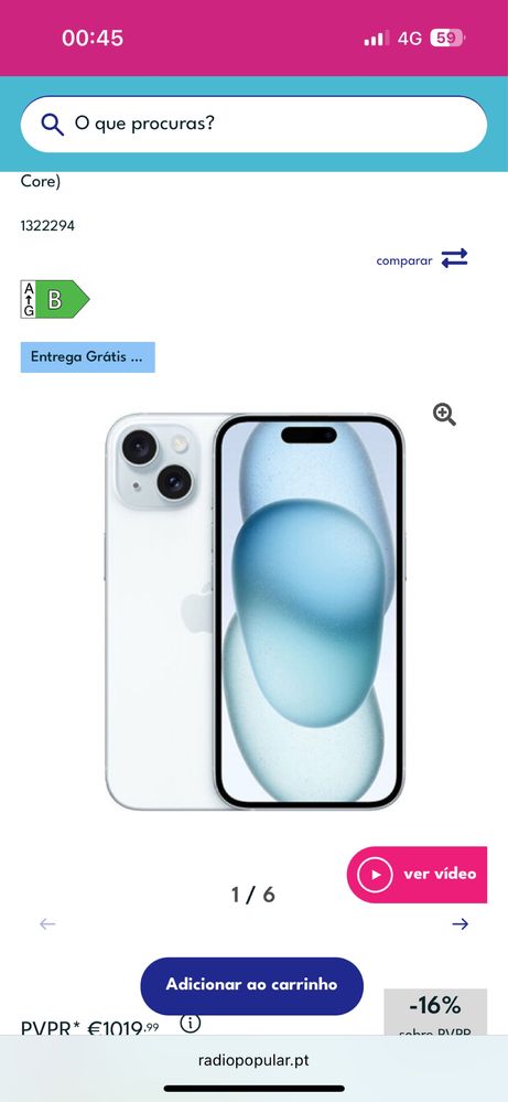 Iphone 15 256g branco azulado
