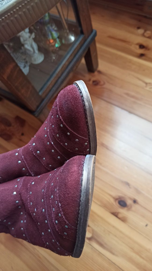 Bordowe botki 41