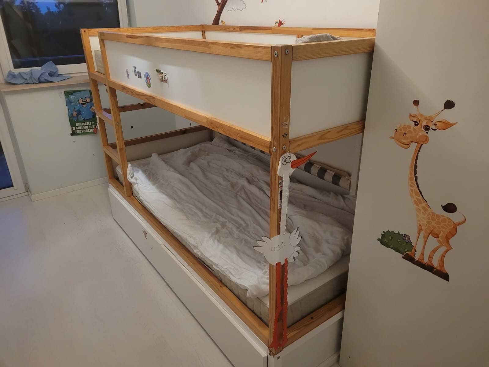 Ikea Kura łóżko piętrowe, podwójne plus materace, szuflady i baldachim