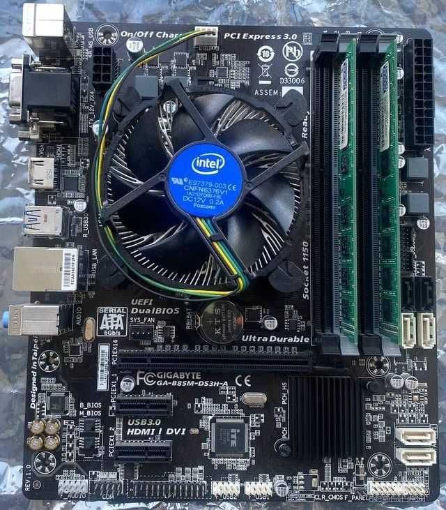 Комплект Gigabyte GA-B85M-DS3H-A + Intel Core i3-4170 + ОЗП 8GB DDR3