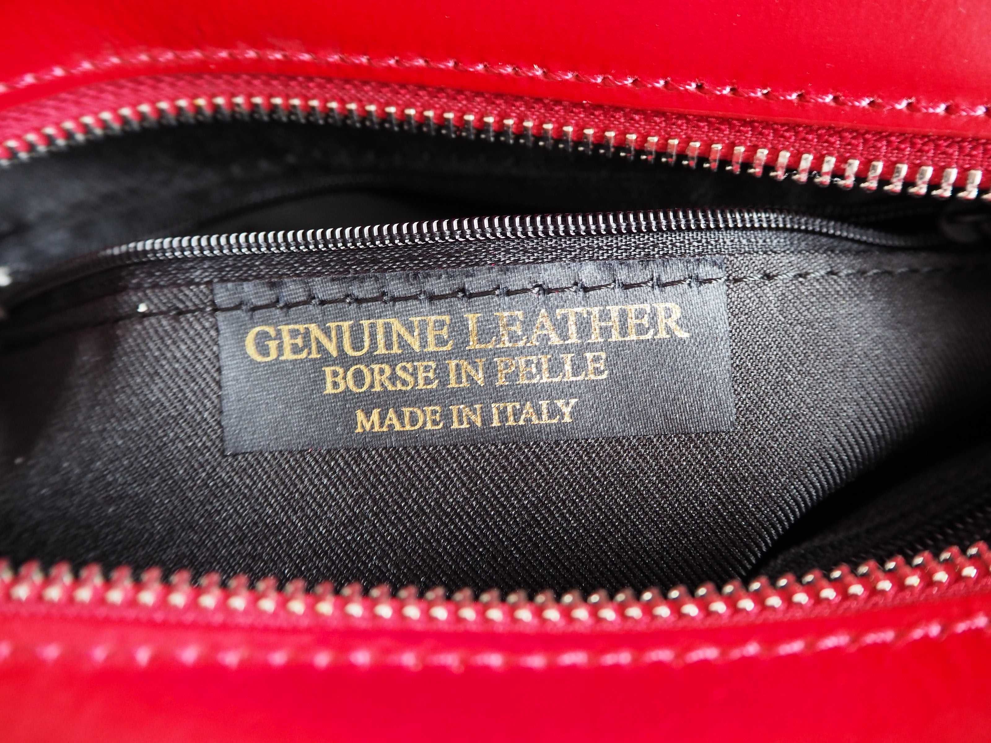 Bolsa  de couro genuíno vermelho para mulher fabricada na Itália