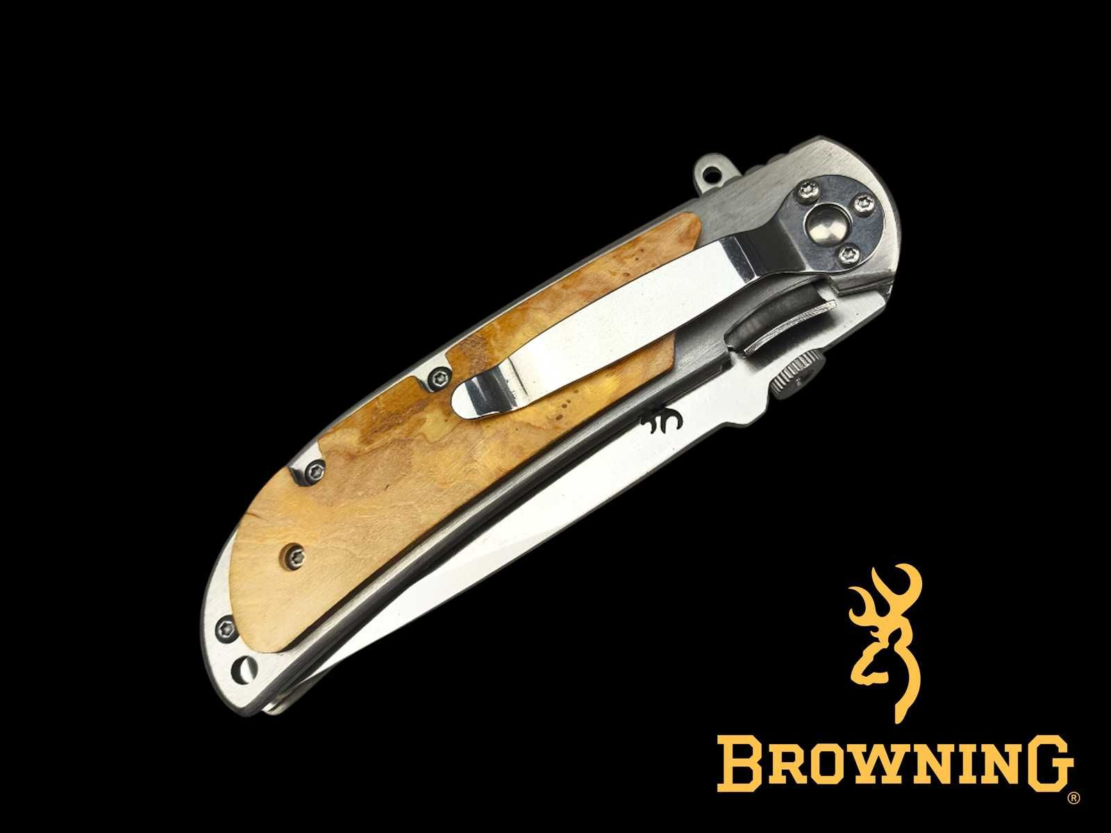Nóż myśliwski scyzoryk BROWNING blokada Liner-Lock drewno BR6
