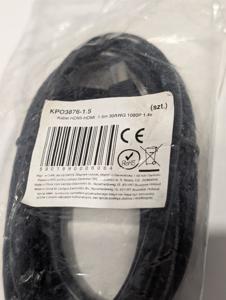 Kabel HDMI do HDMI 1.5m FULL HD Nowy