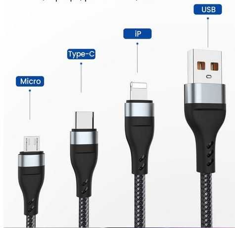 6A 3 w 1 kabel doładowania Micro USB type-c