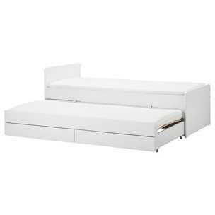 SLÄKT Cama-gavetão c/arrumação, branco, 90x200 cm