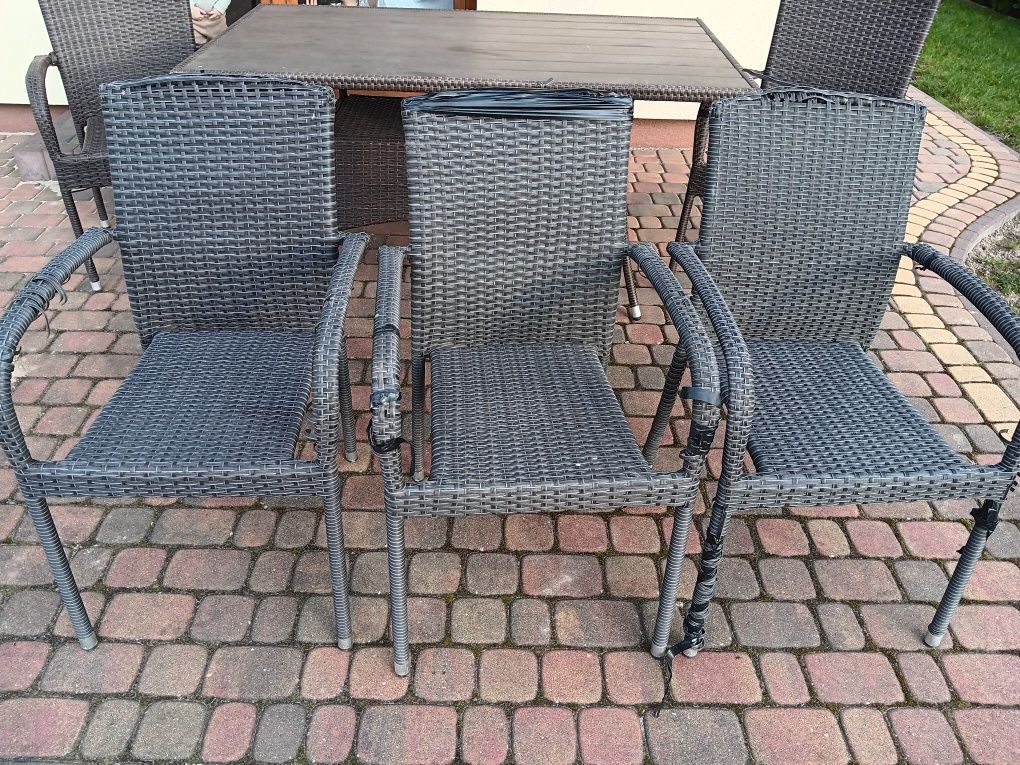 Krzesla ogrodowe ratanowe 3 szt