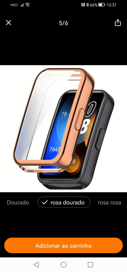 Capa Huawei Band 8/9/10 rosa dourado
