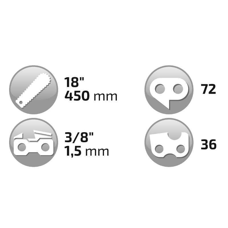 Prowadnica piły +2 łańcuchy 18' 1,5 0,325'