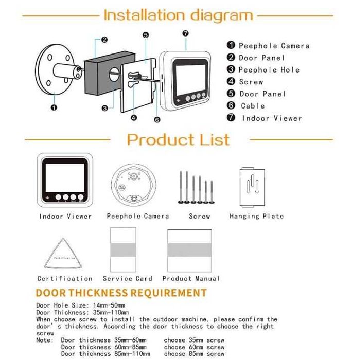 Wizjer (judasz) do drzwi z kamerą i wyświetlaczem 2.4'' ‎Splenssy